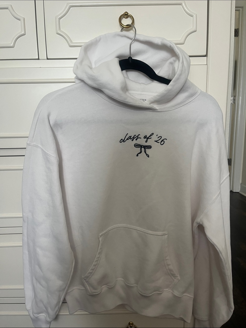Hollister White "Class of '26" Hoodie with Navy Embroidery